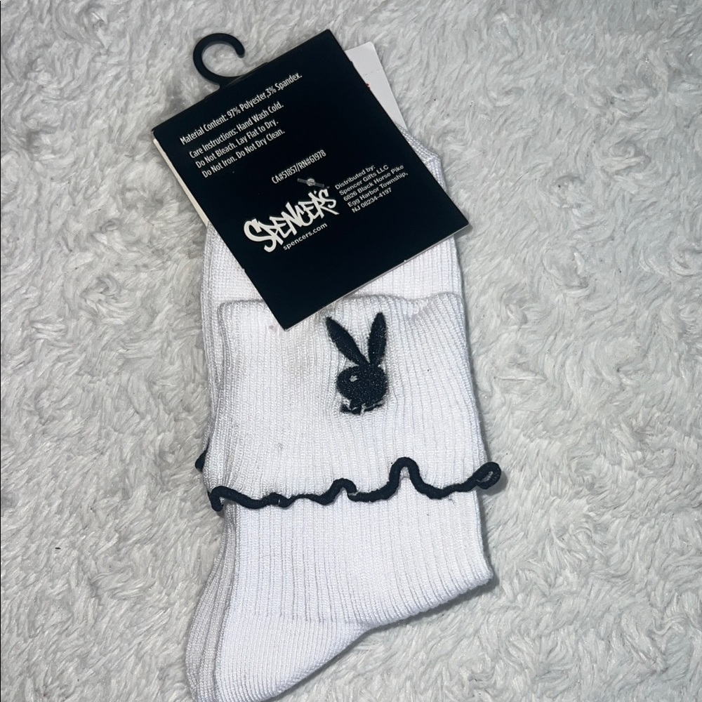 PLAYBOY White and Black Crew Socks NWT